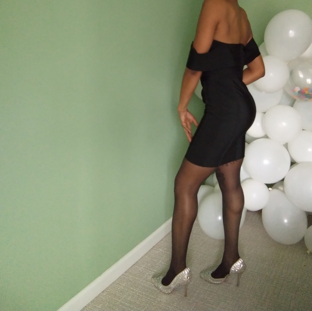 Women's 12th black off the shoulder black bandage cocktail dress - Picture 2 of 8